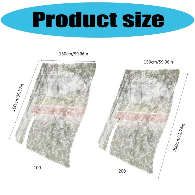 Elegant Rose Lace Curtains 63 Inches Long Florals Embroidery Window Panels for Bedroom Light Filtering Privacy