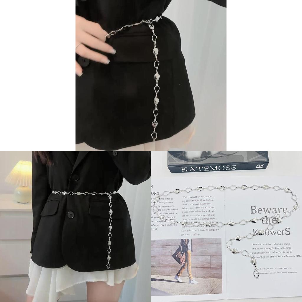 Silbernes Metallkettengürtel für Damen mit glitzernden Pailletten für Freizeit- und formelle Kleidung