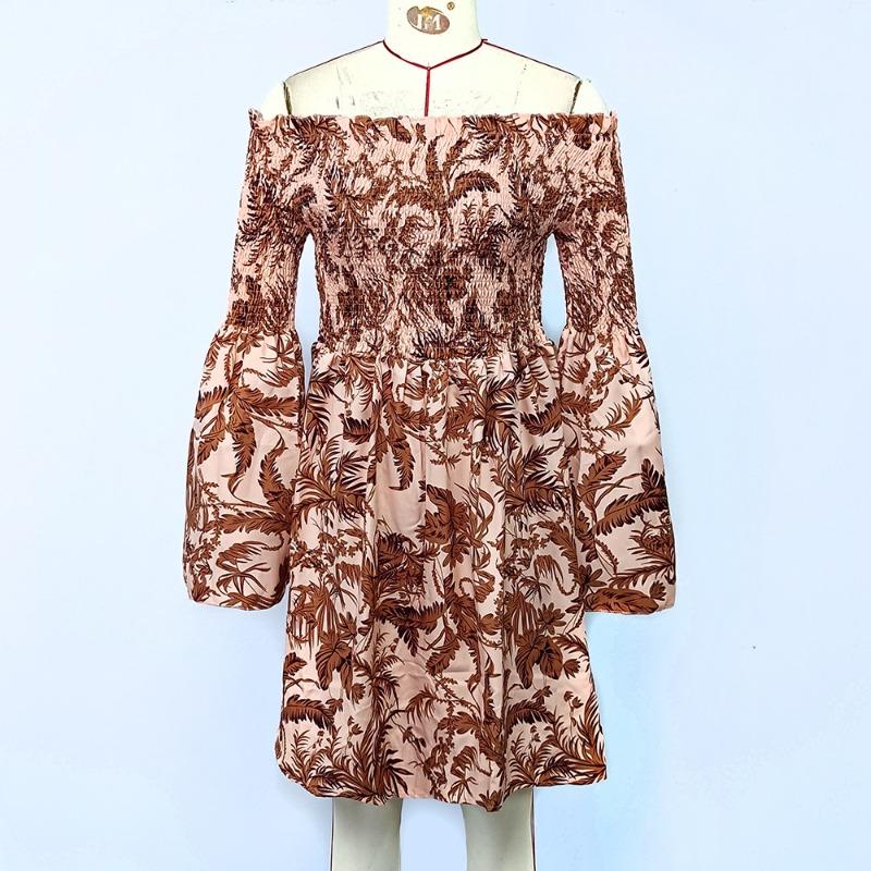 Летние повседневные платья с открытыми плечами для женщин Платье с цветочным принтом — фото 9