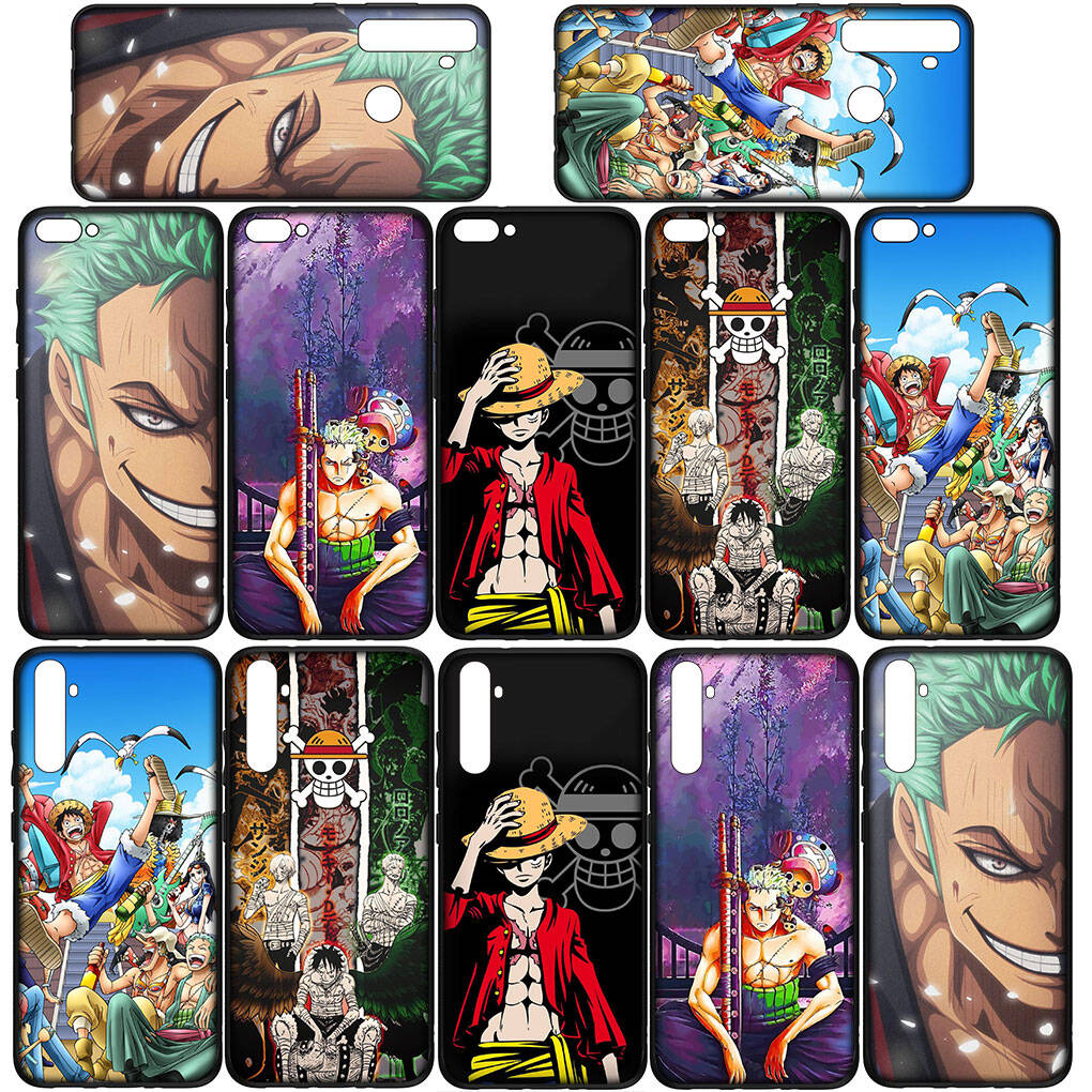 Coque de téléphone pour iPhone 17 15 16 Plus Redmi Note 14 12 11 13 Pro Max Huawei P30 P20 Lite OPPO A60 A40 A80 A18 Roronoa Zoro Dessin animé Luffy One Piece Cover