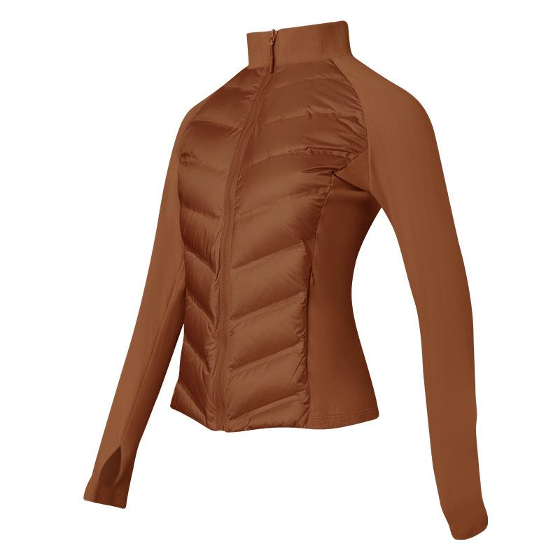 Sports down jacket women's light and slim outdoor skiing running warm duck down fitness windproof stand-up jacket