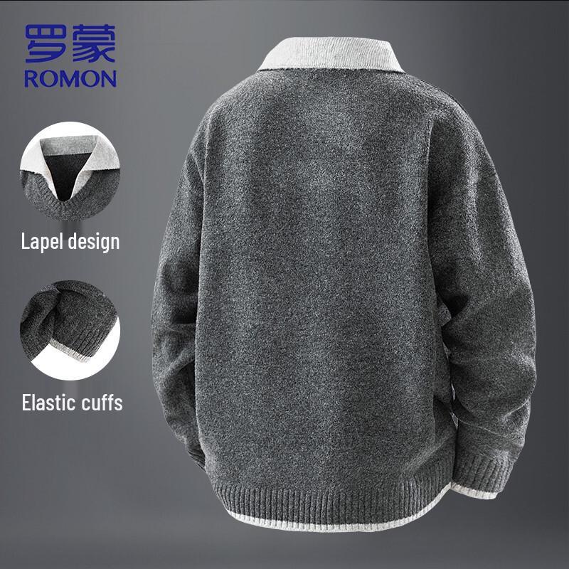 ROMON Men's Faux Layered V-Neck Knit Sweater