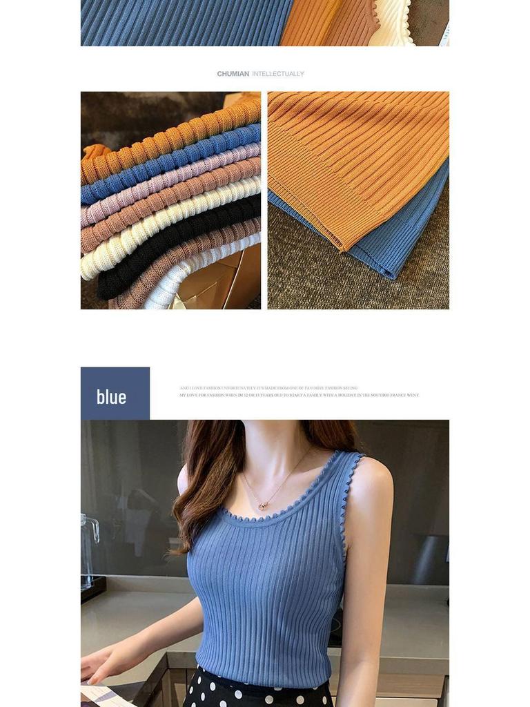 Ice Silk Knitted Women's Slim Fit Summer Camisole - Korean Style Sleeveless Top