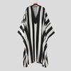 INCERUN Men V Neck Batwing Sleeve Striped Print Irregular Casual Loose Long Dress Robes