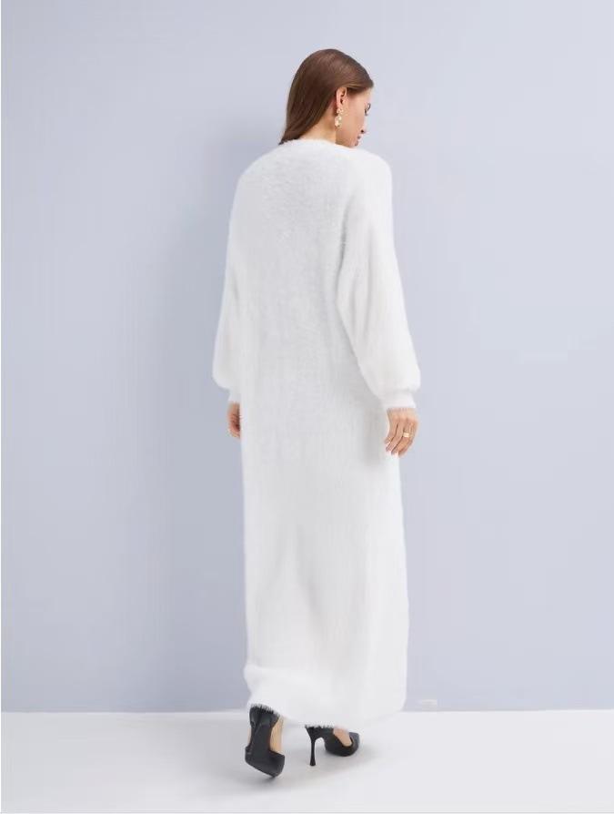Winter Plush Long Knitted Cardigan Fashionable Warm Coat Jacket