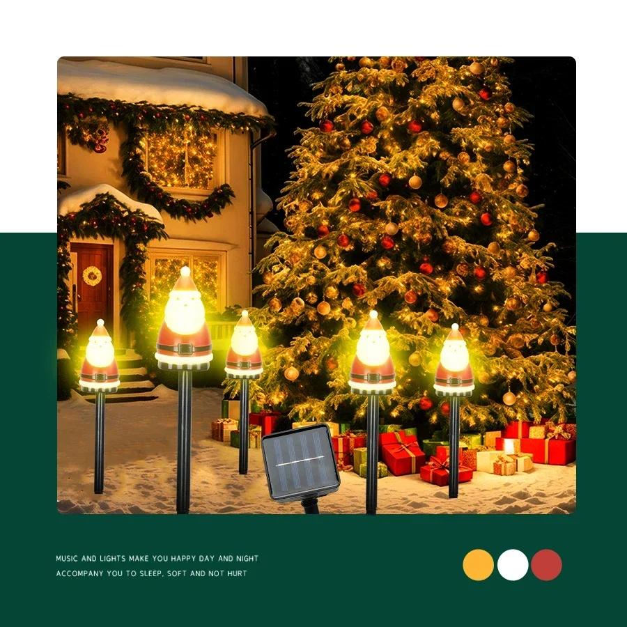 Christmas Solar LED Lights Santa Claus Tree Garden Decoration Waterproof Light Outdoor Post Lamp Lawn Landscape Led Solar Light