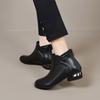 Round head short boots women's autumn and winter new low-heeled rear zipper leather boots simple temperament and thin flat-bottomed cotton boots
