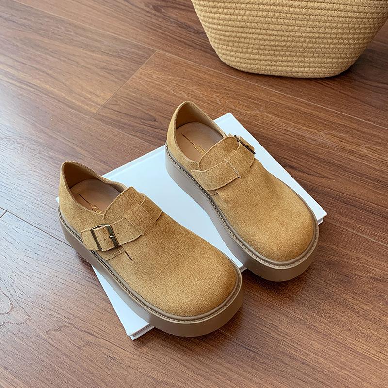 Thick-soled Women's One-pedal Women's Single Shoes Retro Widened and Fattened Large-size Women's Shoes