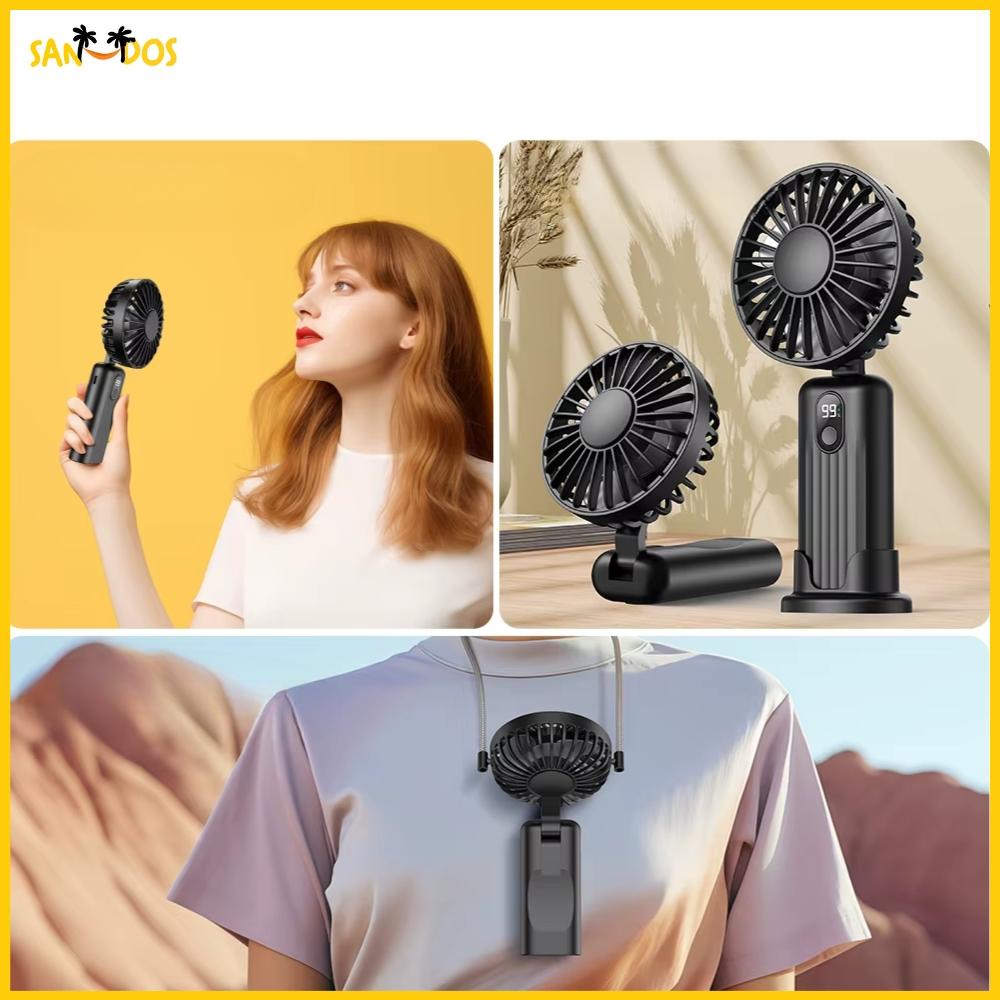 Mini fan portable fan stand handheld black matt