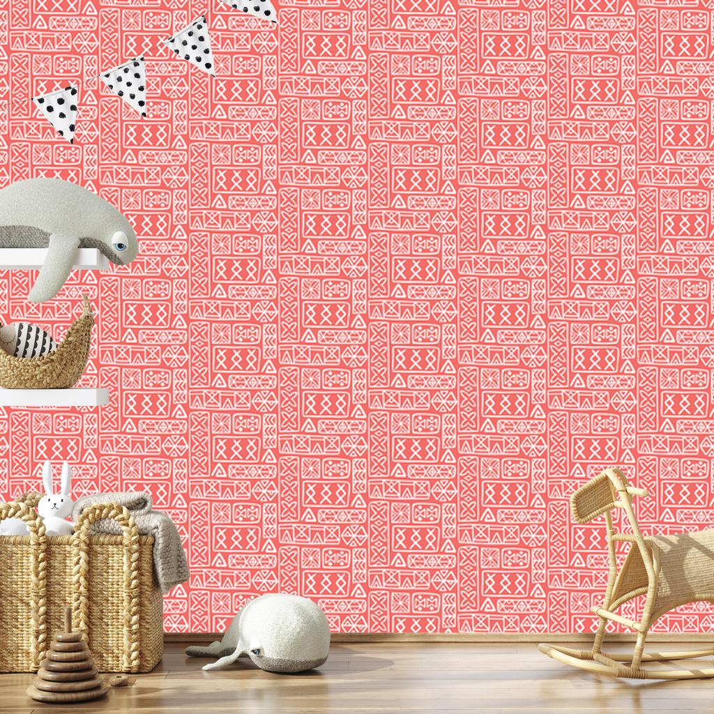 Polynesian Geometric Coral Pattern Wallpaper 50x1000