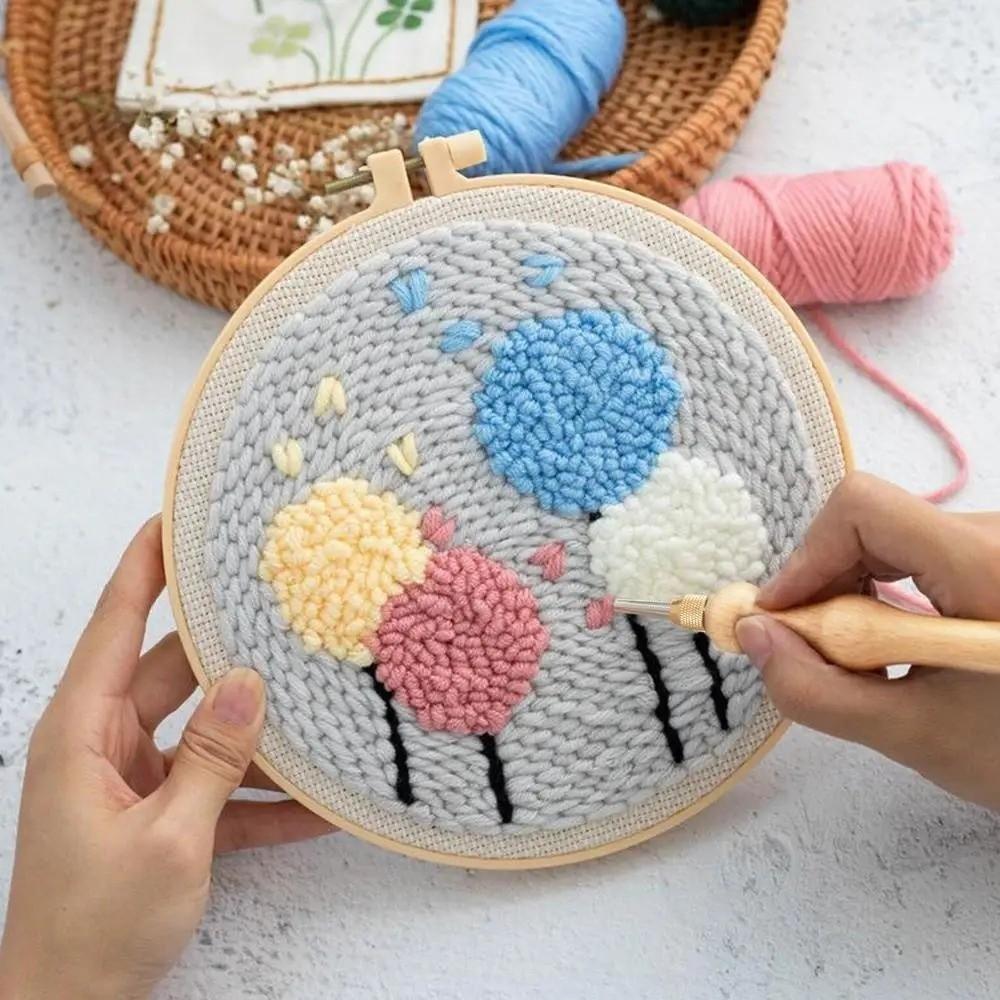 2.5mm/3.5mm/5mm Punch Needle Set Creative DIY Craft Cross Stitch Needles Wooden Handle Professional Embroidery Stitch Pen