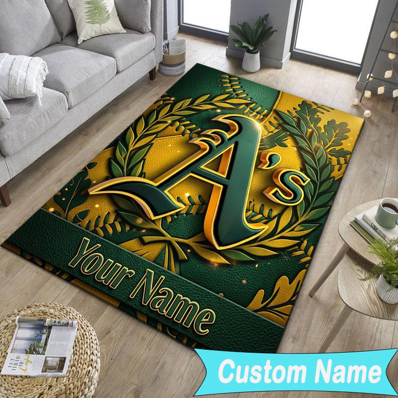 Custom NameAthletics Oakland Emblem Carpet, Indoor Rug, Chair Rug, Living Rooms, Doormat Made From Polyester Home Decor Birthday Christmas Gifts