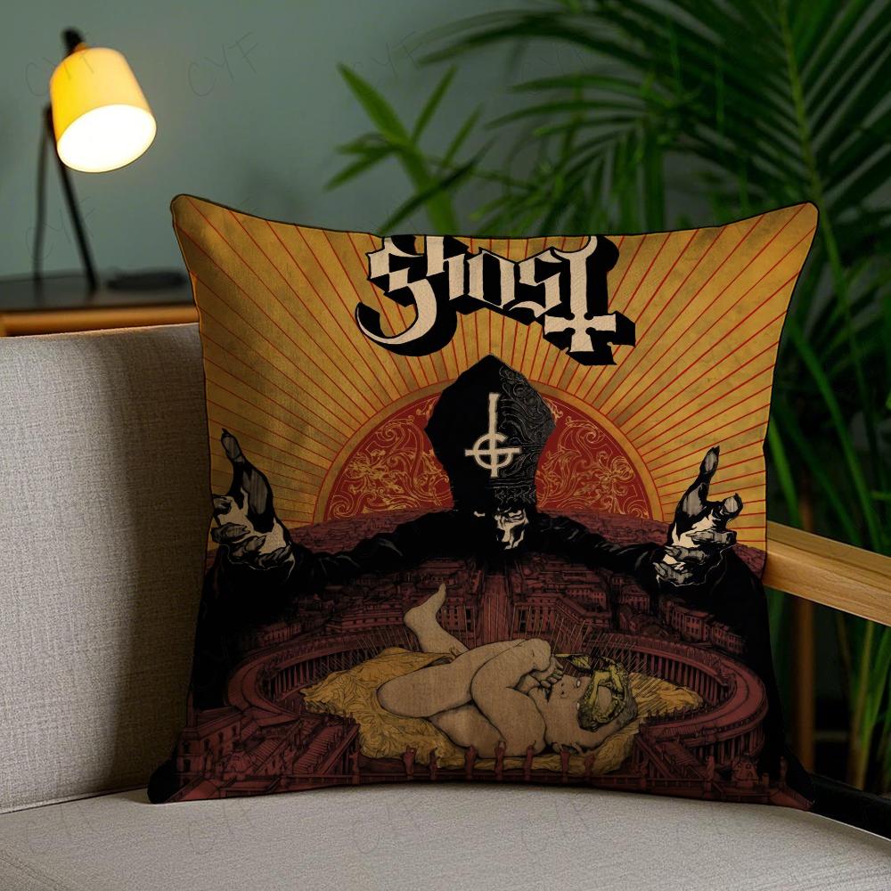 Rock G-Ghost Heavy Metal Band Pillow Case Anti-dustmite Pillowcase Invisible zipper silky short plush Sofa cushion cover