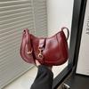 Retro Minimalist Hook Decor Underarm Bag, Y2K Half-Moon Shoulder Bag with Adjustable Strap