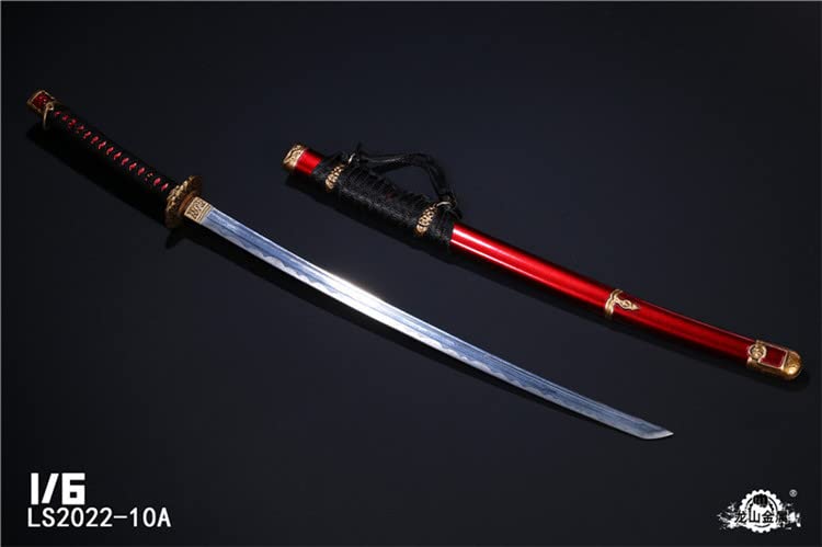 Scale Figure Accessory LOGSHANJINSHU Metal Japanese Samurai 2024 Shipping with Matte Sheath [TOYBARJAPAN] 1/6 / LS2022-10 Sword, Tachi, (A Red)