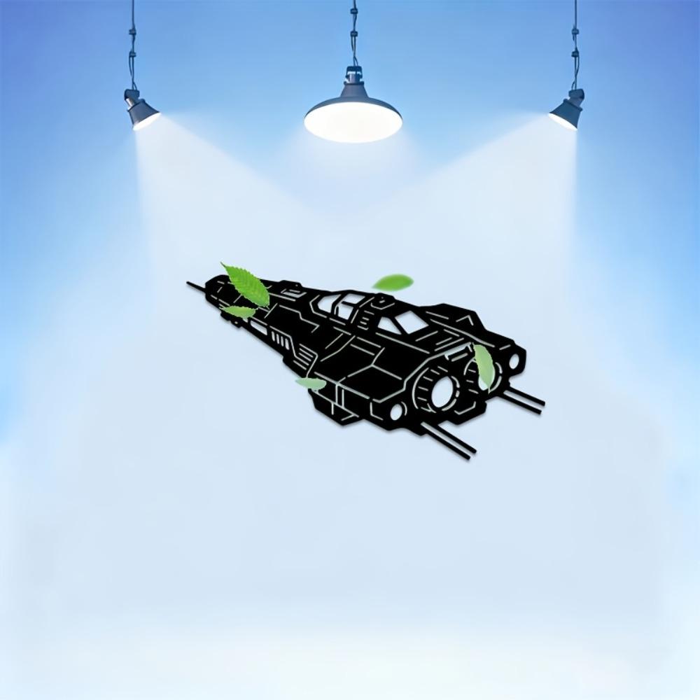 2D Sci-Fi Spaceship Metal Wall Art Modern Iron Decor Sculpture for Living Room Bedroom Office Game Room Space Theme Wall Hanging 12in