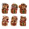 Small Animal Gift Tags for Christmas Forest Ornament, 2D Flat Acrylic Fox Reindeer Squirrel Raccoon in Tree Decoration Set Box Hanging Xmas