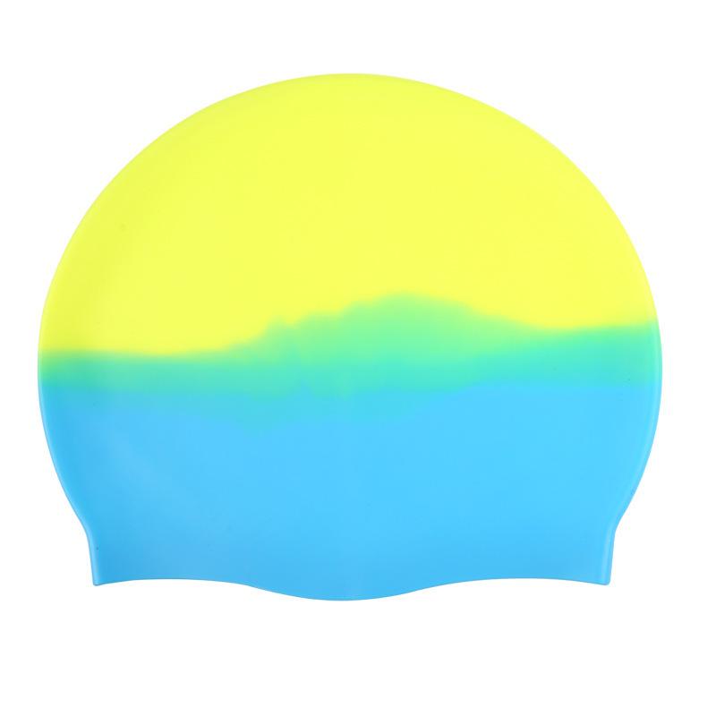 Unisex Silicone Swim Cap with Gradient Color - Ear Protection & Moisture-proof for Dry Hair