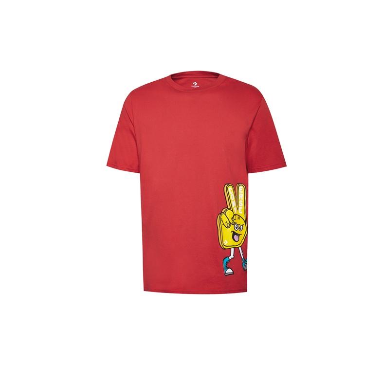 Converse Printing Pattern Short Sleeve Red Men s 10018384-A03 M