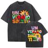 Camiseta Gráfica Bad Bunny Un Verano Sin Ti Vintage Lavada Moda Masculina Oversize Streetwear Femenina Camisetas de Algodón de Alta Calidad