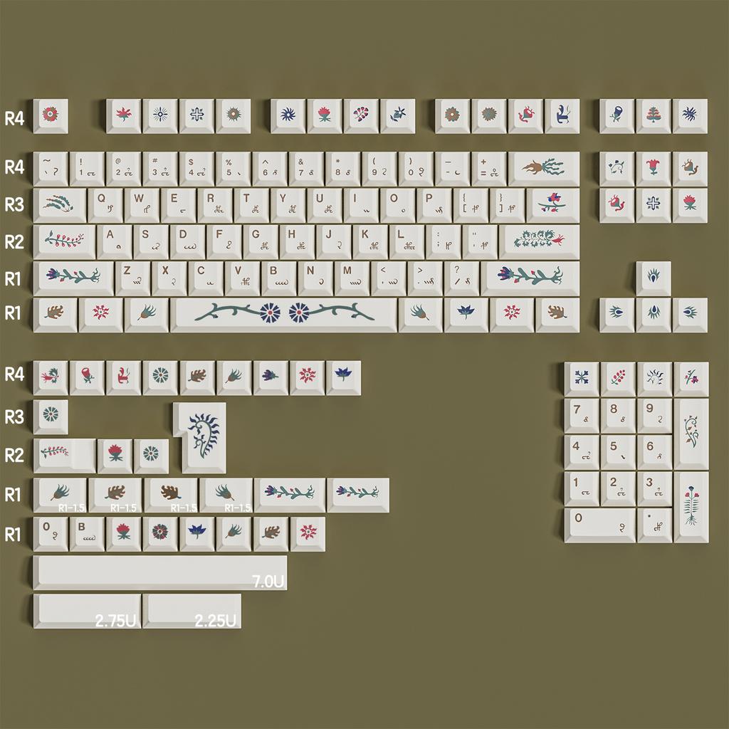 Die Voynich-Manuskript-Tastenkappe 135 Tasten PBT Benutzerdefinierte Personalisierte Tastenkappe Cherry Profil Gaming-Tastenkappe für Mechanische Tastatur