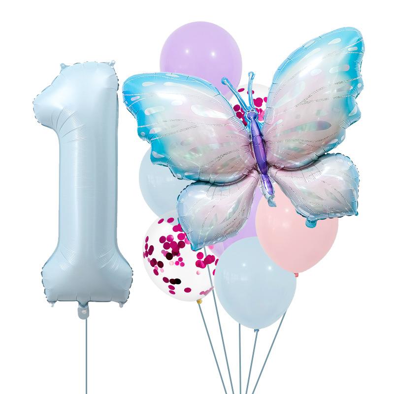 

Digital Balloon Butterfly Set Aluminum Film Balloon Baby Blue Children S Birthday Party Decoration Props Ice Blue Butterfly Set 1
