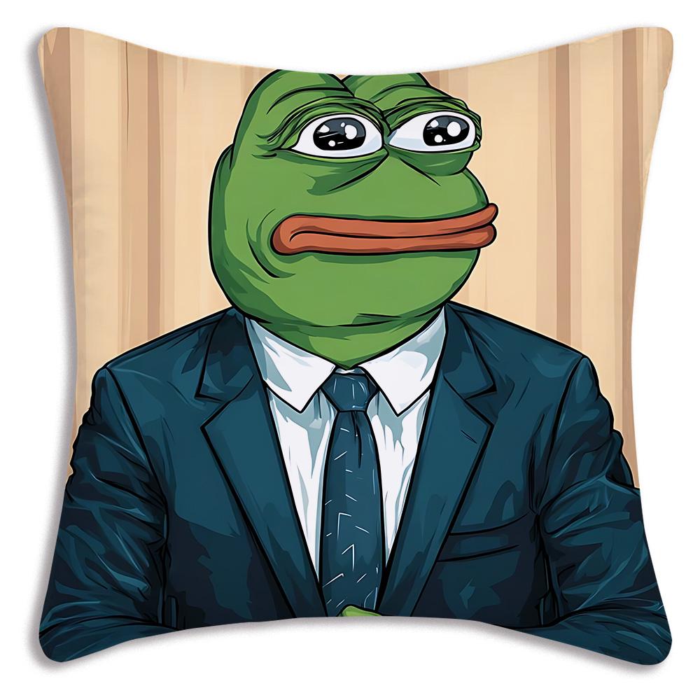 Cartoons fun Sad P-Pepe frog Pillow Covers Cartoon Sofa Decorative Home Double-sided Printing Short Plush Cute Cushion Cover