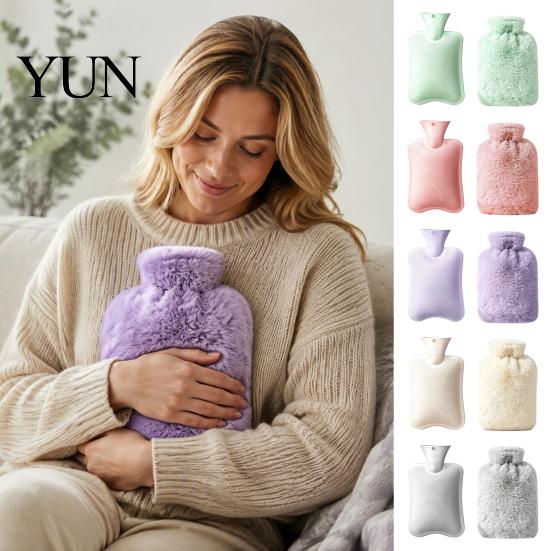 Explosion Proof Water Bag Hot Bottle with Plush Cover, 500/1000/2000ML Leak-proof Bag, Reusable Pouch Cold Compress for Shoulder, Back, Hand,