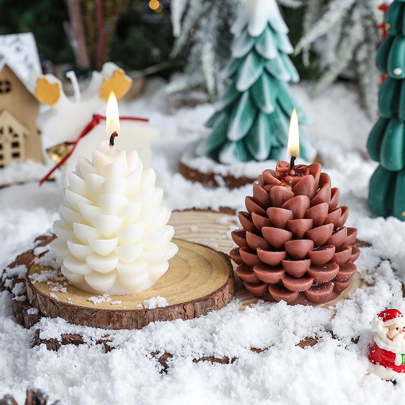 1PC Fragrance Ornaments Party Soybean Wax Blend Gifts Stereo Christmas Ornament Simulation Pine Cone Home Decor 2 Colors