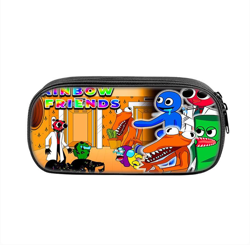 Rainbow Friends Cartoon Pencil Case With Durable Nylon Material Large Capacity School Storage