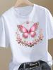 (Asian Size) Trend Flower Sweet Clothing Top Short Sleeve Graphic T-shirts Print Female T Shirt Woman Women Fashion Tee