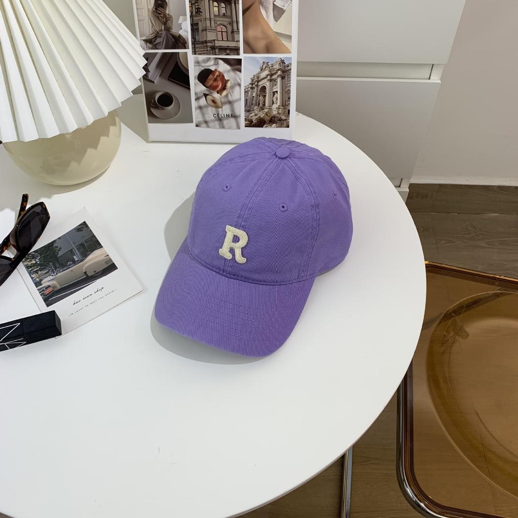 New Embroidery Letter R Baseball Cap Summer Solid Women Ponytail Hats Men Baseball Cap Cotton Outdoor Simple Visor Casual Cap