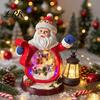 Winter Santa Figurine Christmas with LED Light, Glowing Claus Resin Festive Decor Statue, Snow Landscape Desktop Decoration for Party Favors