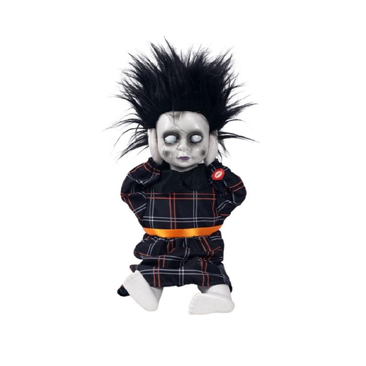 Frightening Moving Doll With Light Up Eye And Sound Laugh Participatory Specters Figure For Halloween Party Atmosphere Decors