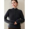 2025 Autumn/Winter Women's Thickened Cashmere Half-Zip Sweater - Loose Fit & Slimming Solid Color Pullover