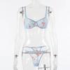 New September European & American Sexy Mesh Transparent Printed Lingerie Set - Two-Piece