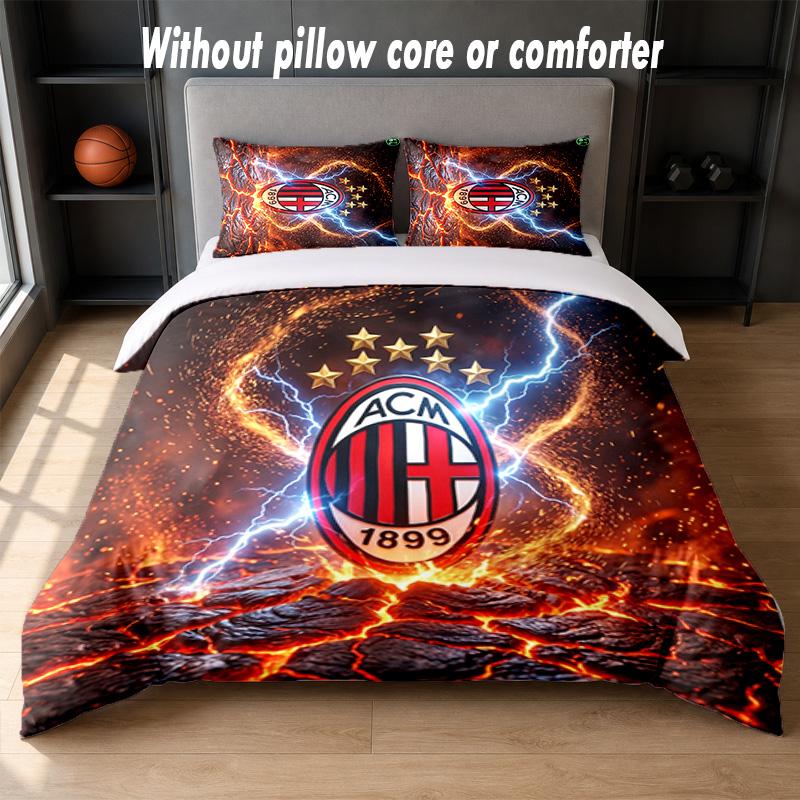 AC Milan Design Bed Bedding Set 1 Duvet Cover + 2 Pillowcases Soft Breathable Household Bed Linens