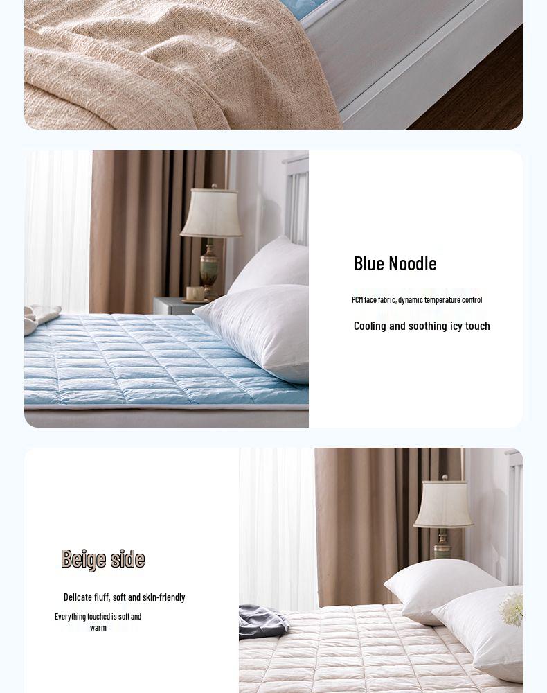 Silk Enjoy PCM Temperature-Controlled Double-Sided Mattress Topper, Machine Washable, 4 Seasons Use, Student Dorm Pad.