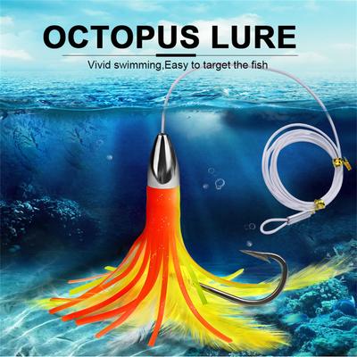 Seawater Fishing Lures Metal Head Octopuses Squid Skirt Baits Octopuses Squid Skirt Trolling Lures Fishing Accessories