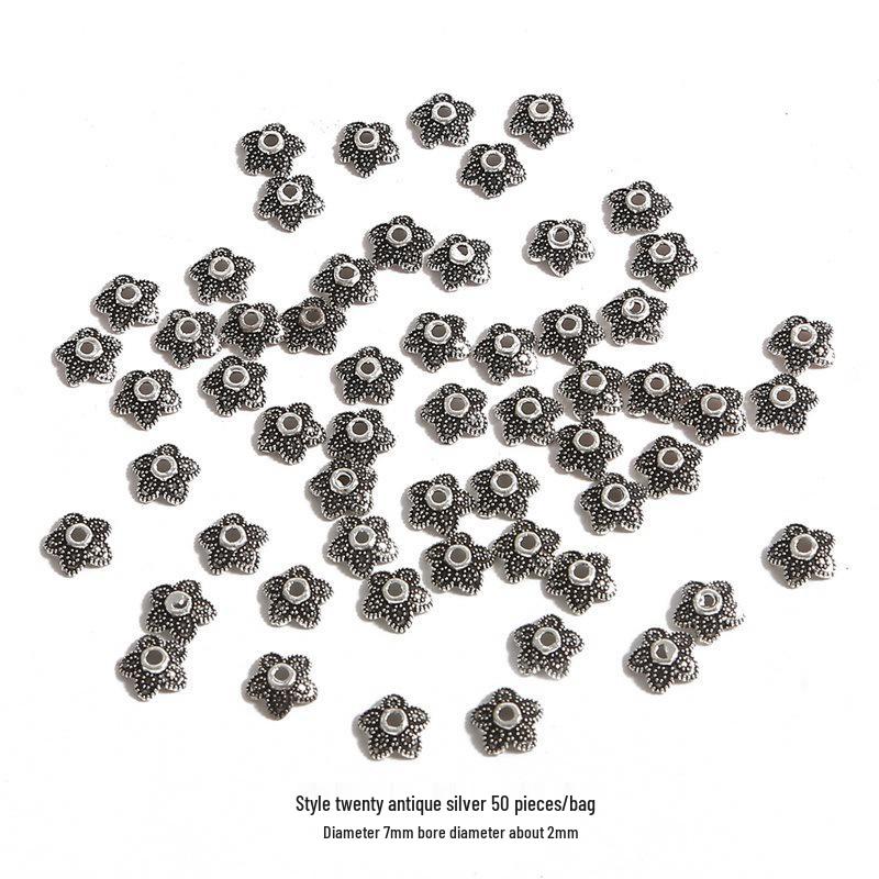 Handmade Antique Silver Flower Spacer Beads for DIY Bracelets & Hair Accessories