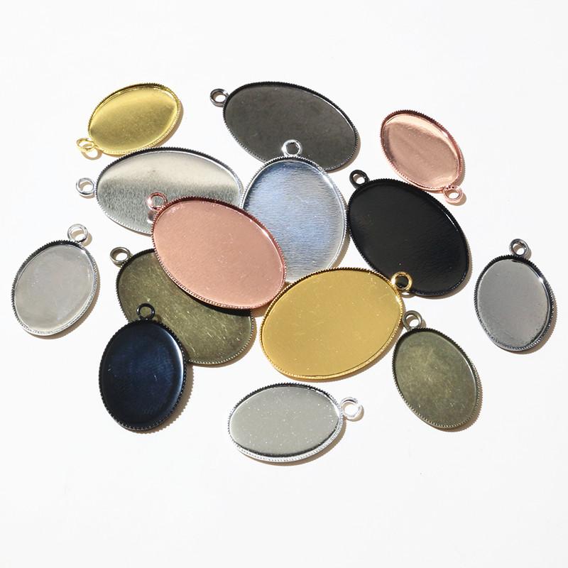 10x14mm 13x18mm 18x25mm  Copper Drop Style Tooth Cabochon Base Cameo Settings for DIY Necklace Jewelry Making Supplies