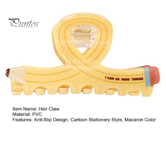 Scissors Rulers Design Hair Claw Thick Built-in Spring Claw, Transparent Soft Acrylic Shower with Office Accessories Curved Anti-Slip Teeth,
