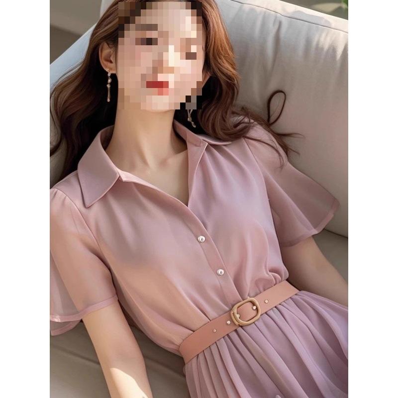 New Summer, This Year's Popular Simple and Generous High-end Purple Chiffon Dress, Women's Long Dress