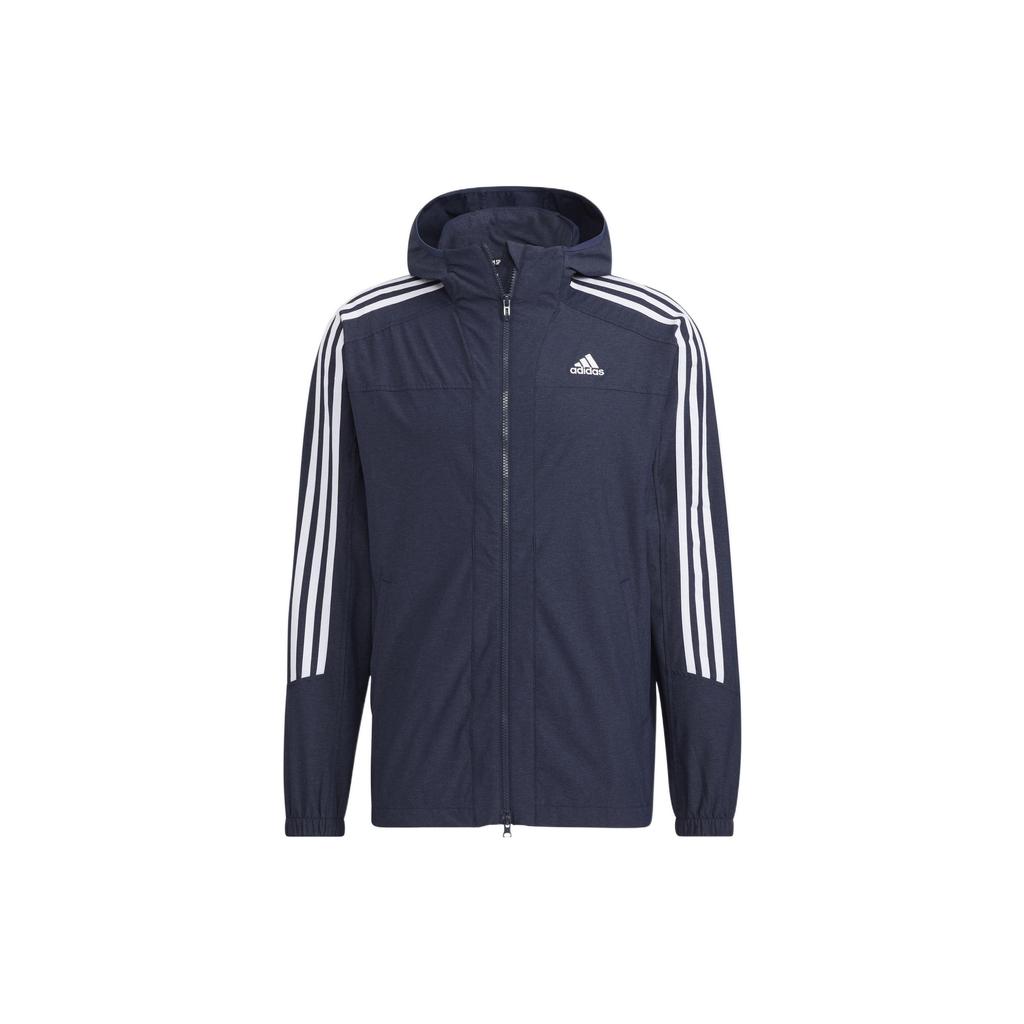 Adidas Contrast Stripe Sports Hooded Jacket Men Jacket Legend-Ink-Blue HC9956