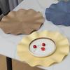 6Pack Round Placemats Solid Color Ruffles Woven Washable Table Mats for Dining Table Heat Resistant Non-Slip Kitchen Accessories