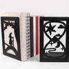 AEE4-Decorative Hollow-Out Bookends For Art Hourglass Design Metal Book Stan