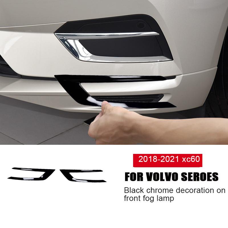 För Volvo 2018- XC60 främre dimljuslist svart krom dekorativ bilklistermärke tillbehör