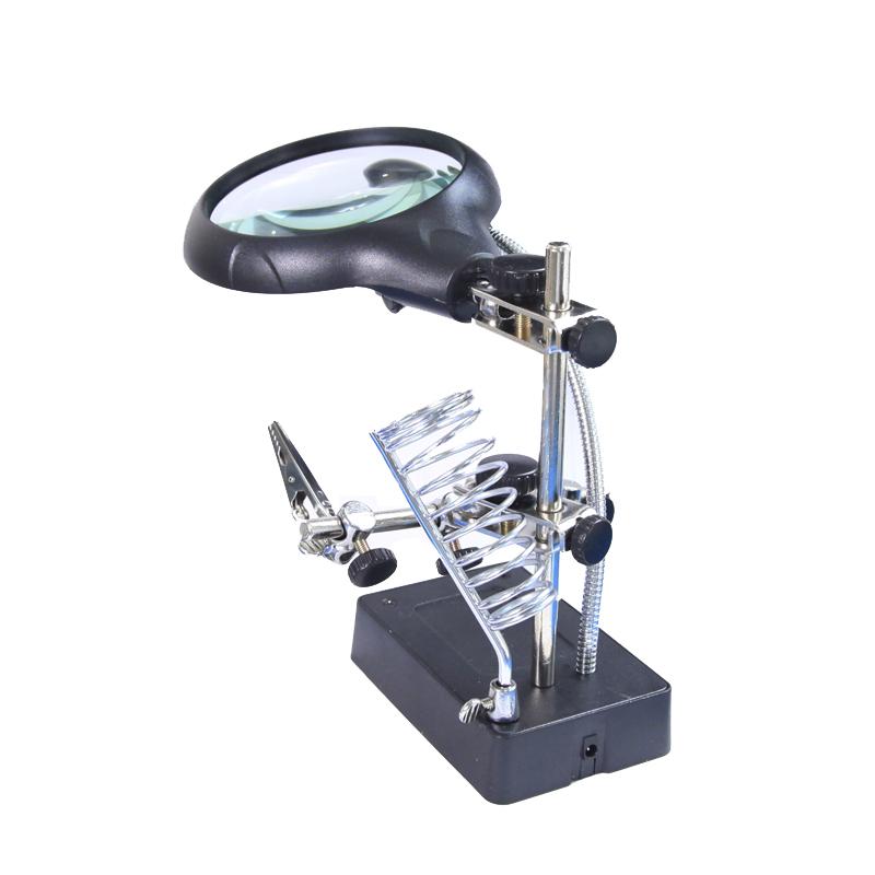 Three-fold replacement LED lamp lighting auxiliary multi-function bracket inspection 10 times table lamp magnifying glass