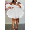 Frühling Sommer Neues Plus Size Damenkleid, Europäischer Amerikanischer Stil Locker Fließendes Netz Mini-Kleid