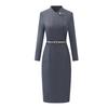 Troloman Women's Grey Professional Commuter V-Neck Dress & Suit Separates